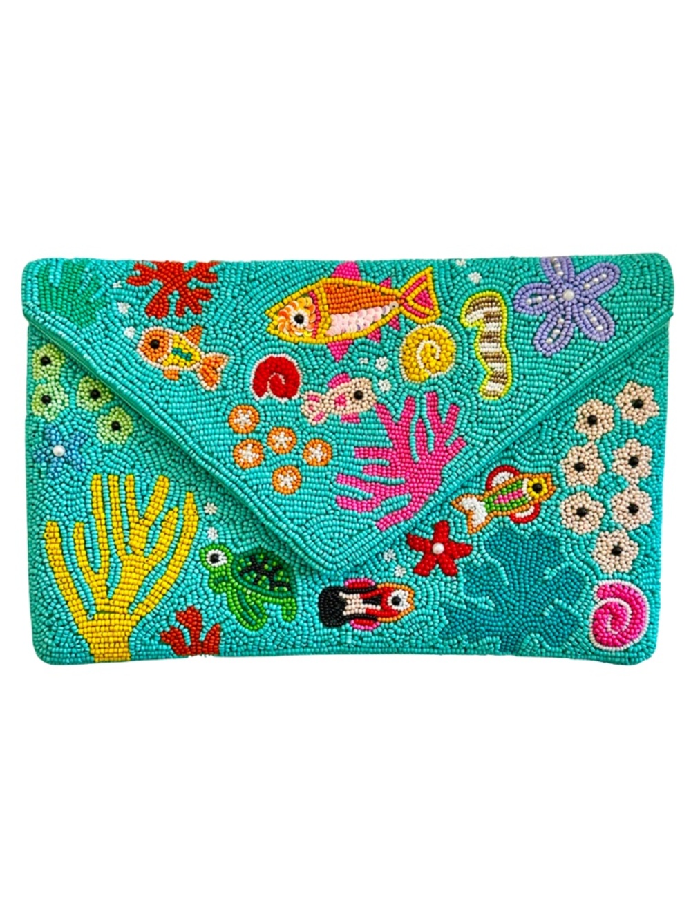 Lily Posh Beaded Marine Life Crossbody Clutch Bag, Summer Beach Vacation Bag